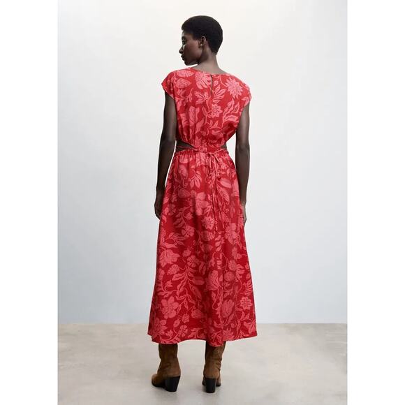 MNG Floral Print Side Cutout Dress Sz L - Picture 10 of 11